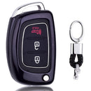 Electroplating TPU Single-shell Car Key Case with Key Ring for HYUNDAI (Black)