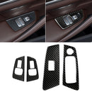 Car Carbon Fiber Door Window Lift Panel Decorative Sticker for BMW 5 Series G38 528Li / 530Li / 540Li 2018, Left Drive