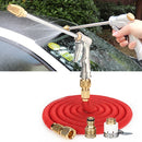 25ft 2.5m Telescopic Soft Tube Household Car High PressureWash Water Gun Spayer Nozzle Garden Irrigation Set (Red)