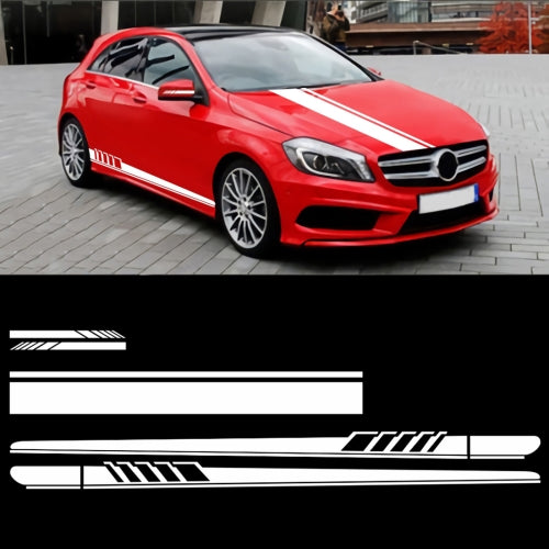 5 in 1 Car Styling Stripe Hood PVC Sticker Auto Decorative Sticker (White)
