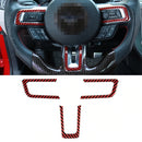 3 in 1 Car Carbon Fiber Steering Wheel Button Decorative Sticker for Ford Mustang