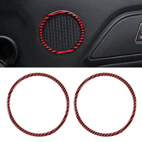 2 in 1 Car Carbon Fiber Door Horn Ring Large Size Decorative Sticker for Ford Mustang, Diameter: 14.2cm