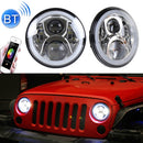 2 PCS 7 inch DC12V 6000K-6500K 50W Car LED Headlight Cree Lamp Beads for Jeep Wrangler / Harley, Support APP + Bluetooth Control(Silver)