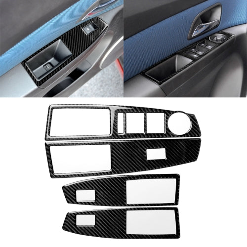 Car Carbon Fiber Window Lift Switch Panel Decorative Sticker for Chevrolet Cruze 2009-2015, Left Drive