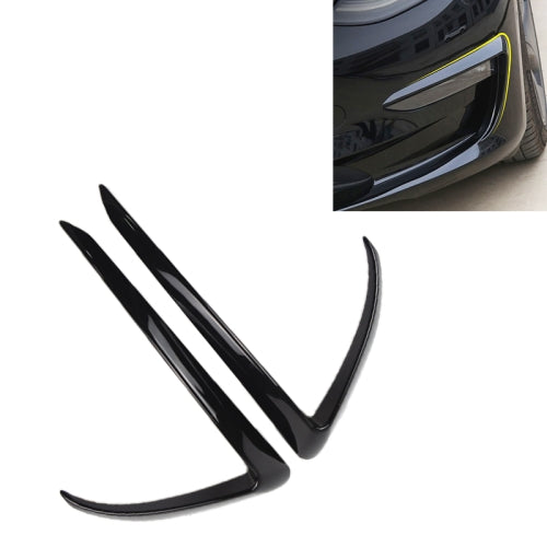 2 PCS Car Lamp Eyebrow Decorative Sticker Fog Lamp Frame for Tesla Model 3(Black)