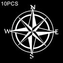 10 PCS Car Compass Pattern Random Decorative Sticker White