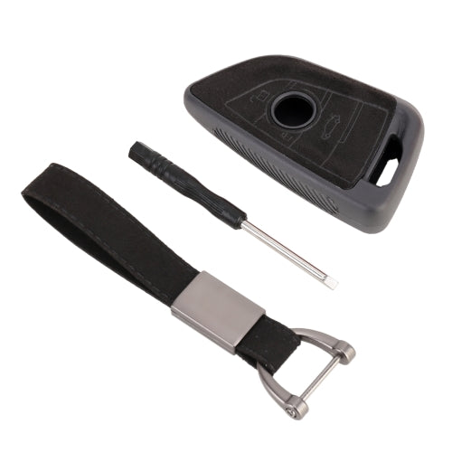 Car Flocking Plastic Knife-shaped Key Protective Cover Two Buttons for BMW (Black)