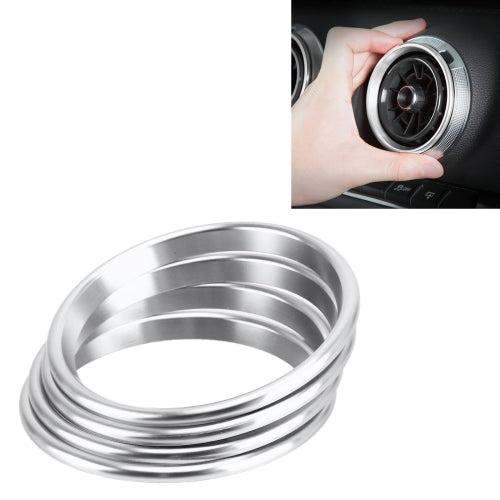 4 PCS Car Metal Air Outlet Decorative Outside Ring for Audi A3 / S3 / Q2L (Silver)