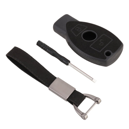 Car Flocking Plastic Key Protective Cover Two Buttons for Mercedes-Benz (Black)