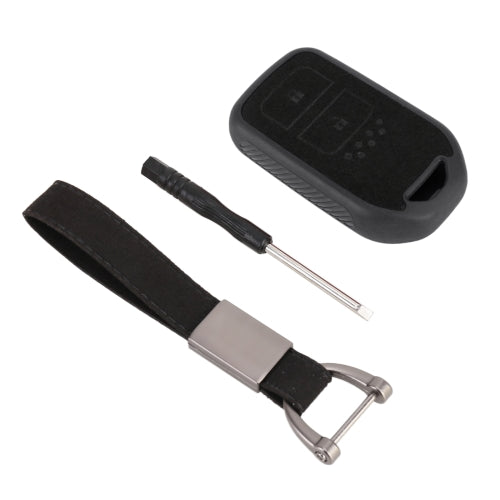 Car Flocking Plastic Knife-shaped Key Protective Cover Two Buttons for Honda (Black)