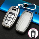 For Audi Smart 3-button C Version Car TPU Key Protective Cover Key Case with Key Ring (Silver)
