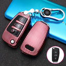 For Audi Folding 3-button Car TPU Key Protective Cover Key Case with Key Ring (Pink)