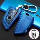 For BMW Blade 4-button A Version Car TPU Key Protective Cover Key Case with Key Ring (Blue)