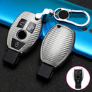 For Mercedes-Benz C-Class 3-button B Version Car TPU Key Protective Cover Key Case with Key Ring (Silver)