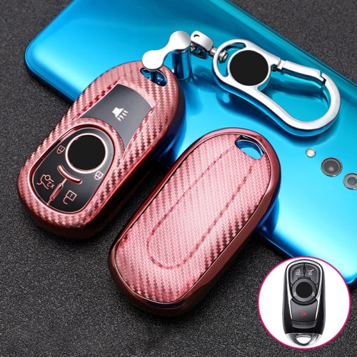 For Buick Smart 4-button Car TPU Key Protective Cover Key Case with Key Ring (Pink)