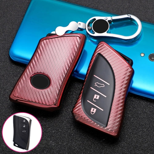 For Lexus Smart 3-button Car TPU Key Protective Cover Key Case with Key Ring (Pink)