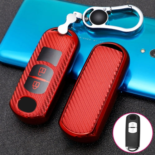 For Mazda Smart 2-button Car TPU Key Protective Cover Key Case with Key Ring (Red)