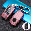 For Skoda Folding 3-button Car TPU Key Protective Cover Key Case with Key Ring (Pink)