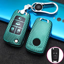 For Chevrolet Folding 4-button Car TPU Key Protective Cover Key Case with Key Ring (Green)