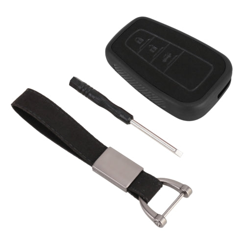 Car Flocking Plastic Key Protective Cover Three Buttons for Toyota, Style 1 (Black)