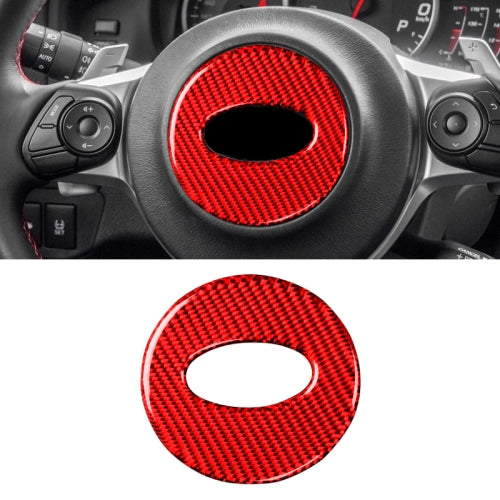 Car Carbon Fiber Steering Wheel Decorative Sticker for Subaru BRZ 2013-2017, Left and Right Drive Universal (Red)