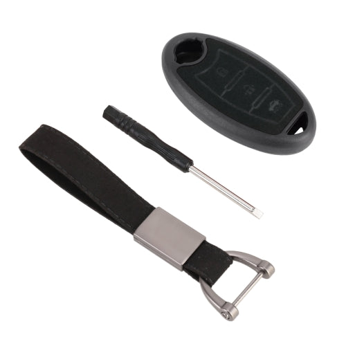 Car Flocking Plastic Key Protective Cover Three Buttons C for Nissan X-TRAIL / Teana / Qashqai / Sylphy / Tiida, Style 2 (Black)