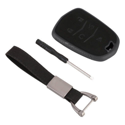 Car Flocking Plastic Key Protective Cover Five Buttons for Cadillac(Black)