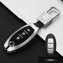 Car Luminous All-inclusive Zinc Alloy Key Protective Case Key Shell for Nissan C Style Smart 3-button (Silver)