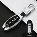 Car Luminous All-inclusive Zinc Alloy Key Protective Case Key Shell for Nissan D Style Smart 4-button (Silver)