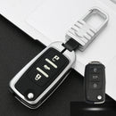 Car Luminous All-inclusive Zinc Alloy Key Protective Case Key Shell for Volkswagen A Style Folding 3-button(Silver)