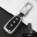 Car Luminous All-inclusive Zinc Alloy Key Protective Case Key Shell for Ford B Style Folding 3-button (Silver)