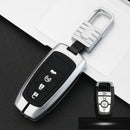 Car Luminous All-inclusive Zinc Alloy Key Protective Case Key Shell for Ford H Style Smart 4-button (Silver)