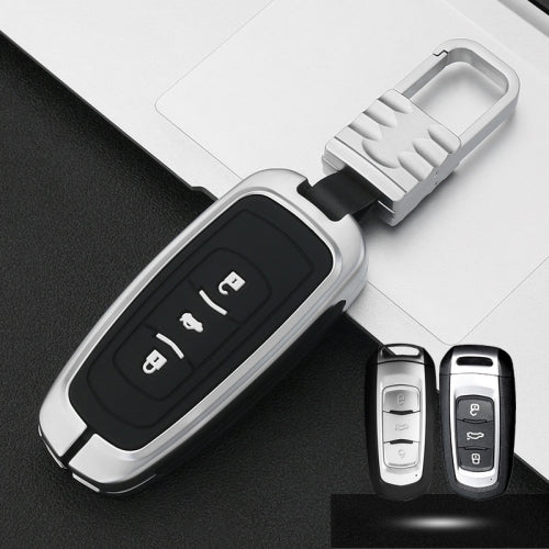 Car Luminous All-inclusive Zinc Alloy Key Protective Case Key Shell for Geely A Style Smart 3-button (Silver)