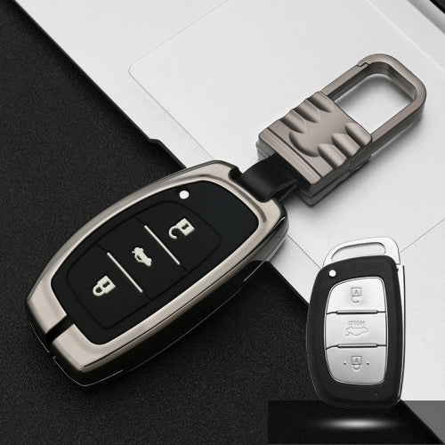 Car Luminous All-inclusive Zinc Alloy Key Protective Case Key Shell for Hyundai B Style Smart 3-button (Gun Metal)