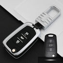 Car Luminous All-inclusive Zinc Alloy Key Protective Case Key Shell for Hyundai F Style Folding 3-button (Silver)
