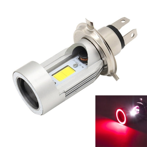 H4 DC12-80V / 20W / 6000K / 2000LM Motorcycle Headlight with Angel Eyes (Red)