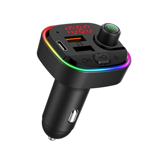 C13 Multifunctional Car Dual USB PD Fast Charger Bluetooth FM Transmitter with Atmosphere Light