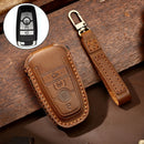 Hallmo Car Cowhide Leather Key Protective Cover Key Case for Ford Focus C Style (Brown)