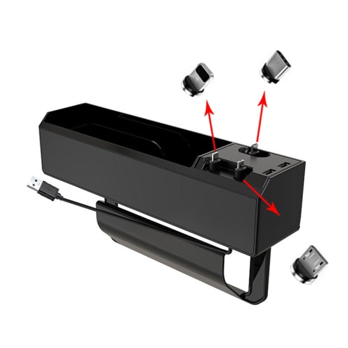 Micro USB + USB-C / Type-C + 8PIN Interface Car Multi-functional Cup Holder Seat Gap Side Storage Box