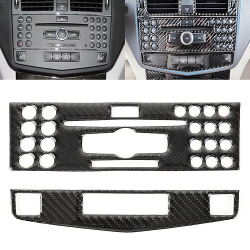 2 PCS Car Carbon Fiber CD Adjustment Frame Decorative Sticker for Mercedes-Benz W204, Left Driving