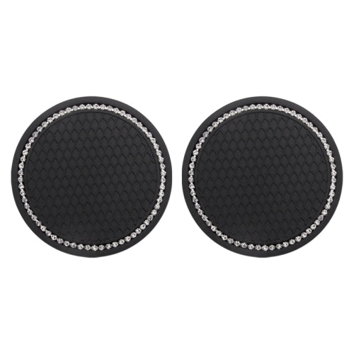 2 PCS Car Diamond Anti-skid Soft Rubber Water Cup Mat(Black)