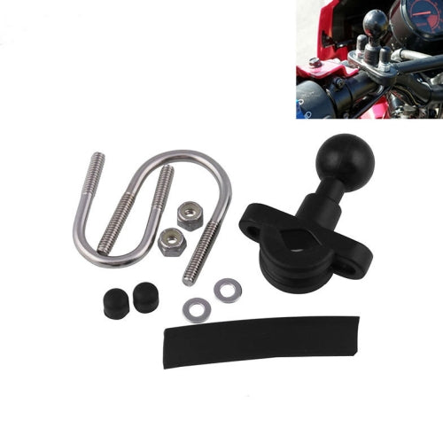 CHM005-BK Stainless Steel U-shape Handlebar Rail Mounting Ball Joint Fixed Base Motorcycle Modification Accessories (Black)