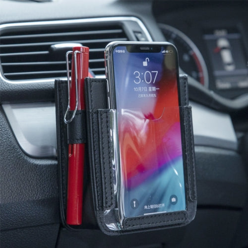 Car Air Outlet Storage Bag Mobile Phone Storage Hanging Bag (Black)