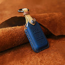 For Honda Car Cowhide Leather Key Protective Cover Key Case, Two Keys Version (Blue)