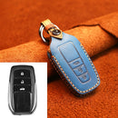 For Toyota Car Cowhide Leather Key Protective Cover Key Case, Three Keys Version (Blue)