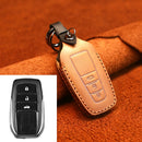 For Toyota Car Cowhide Leather Key Protective Cover Key Case, Three Keys Version (Brown)
