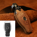 For Mercedes-Benz Old Style Car Cowhide Leather Key Protective Cover Key Case (Brown)