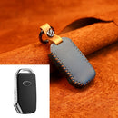 For Kia Car Cowhide Leather Key Protective Cover Key Case, Square Version (Blue)