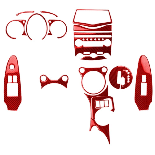 18 in 1 Car Carbon Fiber Whole Set Decorative Sticker for Nissan 370Z / Z34 2009-, Right Drive (Red)
