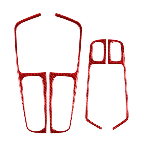 Car Carbon Fiber Window Buttons Panel Decorative Sticker for Porsche Macan 2014-2021, Left and Right Drive Universal (Red)